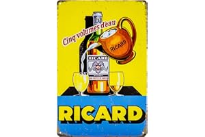 LUCKYLINDE 30 x 20 cm – Cartel de chapa retro vintage, cartel de bar, decoración de pared para Ricard, Pernod, Pastis (Francia) amantes y disfrutadores (receta)