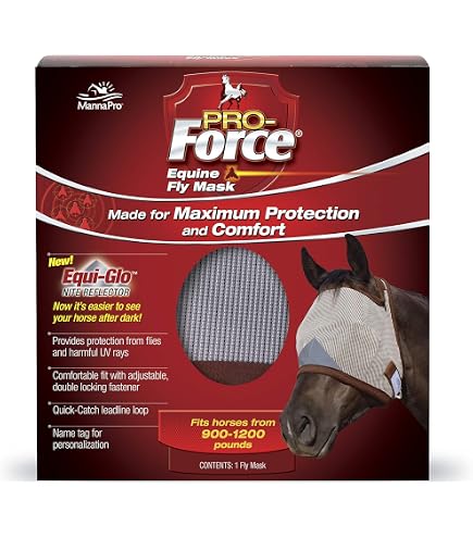 Rhinegold 475-XF Masque Anti-Mouches Cheval Unisexe Sans Oreilles Noir Extra Complet