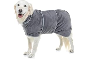 Lucky Paws® Peignoir Chien Super absorbante – Peignoir pour Chien à Double Couche Luxueuse – Serviette Ultra Douce – Séchez Votre toutou sans Effort en Quelques Minutes (XXXL, Gris)