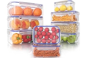 KICHLY 18 pièces de tupperware pour aliments frais avec couvercles(9 récipients, 9 couvercles) boîte alimentaire pour le garde-manger - étanche, adaptés au micro-ondes et au congélateur - sans BPA