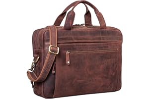 ROYALZ 'Boston' Borsa a Tracolla Grande in Pelle da Uomo per Computer Portatile da 15.6 pollici Borsa Messenger con Look Vintage Valigetta