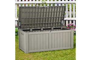 YITAHOME 460L Baule da Esterno Grande, Cassapanca Contenitore da Esterno Impermeabile, Baule da Giardino Richiudibile con Maniglie per Cuscini da Esterno, Attrezzi da Giardino, Marrone Chiaro