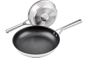 Ninja Foodi Zerostick, 2-częściowy zestaw patelni ze stali nierdzewnej (20 cm / 28 cm) [C62000EU], z powłoką zapobiegającą przywieraniu, kompatybilny z indukcją, nadaje się do mycia w zmywarce