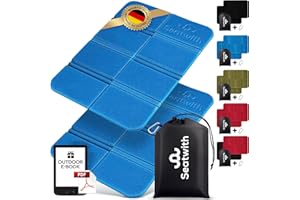 ‎SEATWITH Seatwith 2er Set Outdoor Sitzmatte/Faltbares Iso-Thermo-Sitzkissen mit Tragetasche und Karabinerhacken für ideale Befestigung am Rucksack maximaler Schutz vor Kälte Nässe & Schmutz + Outdoor E-Book