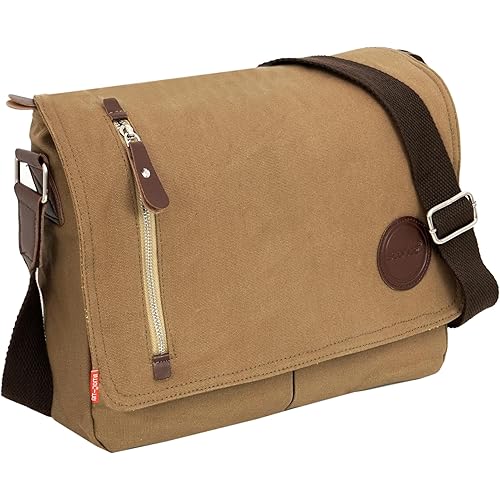 Storite Canvas Sling Cross Body Travel Office Business Satchel Messenger One Side Shoulder Bag for Men & Women