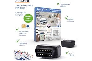 GSM-ONE GPS Tracker TRACY-OB2-4G Sofortstartpaket: Kompakter OBD2 KFZ- und LKW Tracker inklusive EU-Ortung, vorinstall. SIM-Karte, Portal, App .. fertig vorbereitet. Einstecken, fertig ! 4G/LTE Technik