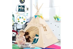Lavievert - Tenda da gioco per bambini, con due finestre, 100% cotone