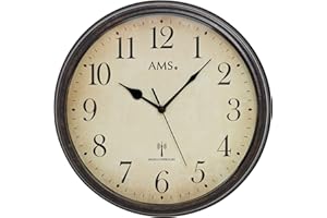 AMS F5962 zegar ścienny, drewno, beżowy, 36 x 36 x 9 cm