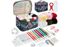 Juego de 60 Crochet Kit para Adultos Principiantes, Aceshop Ganchillos Crochet Ergonómico Agujas Crochet Incluye 0.6mm-6.0 mm Agujas Ganchillo Kit de Ganchos de Ganchillo con Bolsa Regalo de Invierno