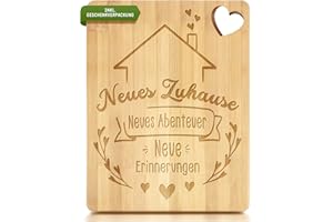 HYGGARTN Einzugsgeschenke Wohnung Haus, Bambus Schneidebrett Geschenk zum Einzug ins Haus, erste neue Wohnung Zuhause Richtfest Geschenk Küchengeschenke, Schneidebrett Holz, Küchenbrett, Brotbrett 28 נ21,5CM