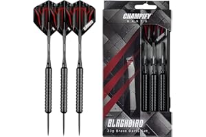‎CHAMPIFY Champify® Brass Darts Set mit 23g Barrel und Stahlspitze | 3 Dartpfeile mit 6 Schäften & Flights | inkl. weiteres Zubehör | Dartpfeile mit Stahlspitzen