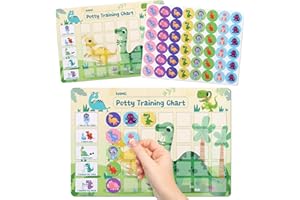 GWHOLE Magnetic Potty Training Chart with 48 Reusable Stickers Dinosaur Reward Chart Toilet Training,Wipe-Clean