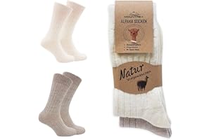 MOUNTREX® Alpaka Socken, Wollsocken für Damen und Herren - Wintersocken, Warme Haussocken, Thermosocken - Dünn - Kuschelsocken - 2 Paar