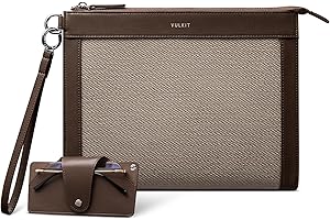 VULKIT Mens Clutch Bag, Pouch Bag for Men with Removable Glasses Case, Large Wrist Band Zipper Wallet, Business Handbag