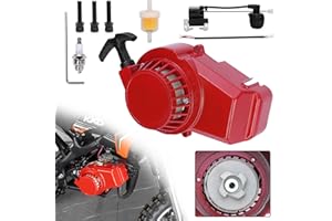 JIAYAN Recoil Starter Assembly Fits 2 Stroke Engine for 47cc 49cc SYX SSR Quad 4 Wheeler Motorcycle Pocket Bike Mini Bike-Red