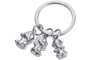 TROIKA THREE MONKEYS – KR17-18/MA – breloczek do kluczy – małpa emotikonowa – 3 małpki – nic nie widzi, nic nie powiedz – odlew metalowy – matowy – chromowany – srebrny – oryginalny TROIKA