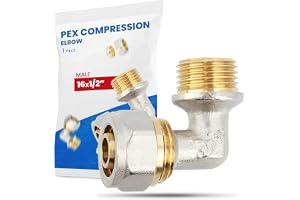 Vinkelkoppling PEX-AL-PEX Skruvkoppling Kompressionsbeslag Aluminium Kompositrör (6x1/2'' utvändig gänga)