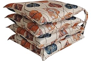 HABITA 33 HOME Cuscini Sedie Cucina Set da 4 o 6, Cuscini per Sedie Quadrati, 40x40 cm, Coprisedia con Laccetti, Copri Sedia da Cucina Sfoderabili, Cuscino Sedia in Stampa Digitale, Made in Italy (4 Heart Leaves)