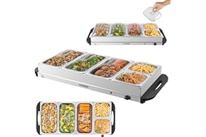 Steinborg® Buffetwärmer XXL elektrische Warmhalteplatte mit Deckel Speisewärmer 450 Watt 5 Speisebehälter Buffet Wärmer Speisenwärmer Chafing Dishes Buffet & Catering 10 Liter