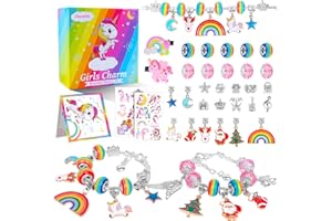 UNEEDME Unicorn Gifts for Girls Bracelet Making Kit- Arts Crafts for Kids, Girls Toys Age 5-12 Years Old Girl Gifts, Charm Jewellery Children Christmas Gifts Birthday Present Advent Calendar Stocking Fillers