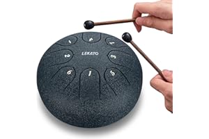 LEKATO Steel Tongue Drum 6 Pollici 8 Toni, Tamburo in Acciaio Handpan Strumento a Percussione per Prestazione Meditazione Yoga con Borsa per Il Trasporto Bacchette