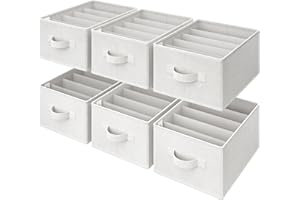 GRANNY SAYS Organizery do szafy na ubrania, zestaw 6 organizerów do szuflad, pudełka do przechowywania bielizny, składane organizery na ubrania, organizer szafa oszczędzająca miejsce spodnie, Biały