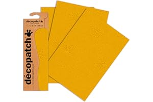 DECOPATCH Décopatch C654O - Une pochette de 3 feuilles de papier imprimé 30x40 cm, Faux uni moutarde