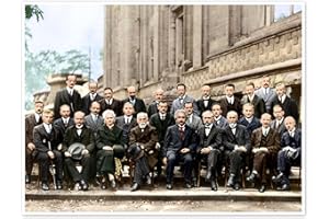 POSTERLOUNGE Fifth Solvay Conference, 1927 (colored) Plakat 70 x 50 cm Obrazy Dekoracja ścienna