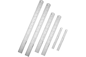 Dragon Eight Metal Ruler Stainless Steel Ruler Straight Edge Measuring Tool 6 Inch +12 Inch + 16 Inch 6 Pack Set