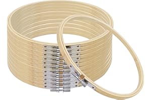 Curtzy Set da 12 Telai in Legno bambù Ricamo Cucito - 15cm Telai Legno Punto Croce Set Regolabili in Legno Piccoli Telai Circolari in bambù per Cucito a Mano, Decorazione e Progetti Fai da Te