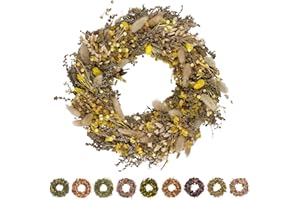 PHILARO Trockenblumenkranz All Seasons Ø30 cm gelb- kein Plastik I Trockenblumen Premium Qualität aus Europa - Türkranz - Tischkranz - Wandkranz - Trockenblumenkranz