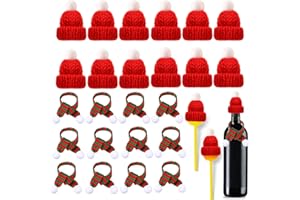 ENAIAH 24 sztuki mini bożonarodzeniowych uchwytów na sztućce, mini czapka bożonarodzeniowa, przykrycie butelki wina, torebki na sztućce, do dekoracji stołu, różne rekwizyty bożonarodzeniowe (B)