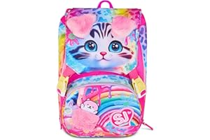 SJ GANG STYLE JAM GANG Zaino Scuola Estensibile Big, Fucsia, Zaino con Divisorio Interno, Tasca Superiore con Orecchie in Peluche, Tasca per Borraccia, 24 L, Zaino Scuola Elementare, Bambina
