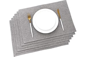 AOKSUNOVA Set di 6 Tovagliette Americane Lavabili, Tovaglietta in Tessuto, Grigio