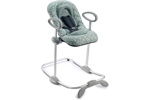 BÉABA, Transat Up & Down IV, Transat Réglable en Hauteur, Unisexe pour Bébé et Enfants, 3 Positions d'Inclinaison, Harnais Sécurité 5 Points, Réducteur de Naissance, Leaves