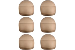 YANTAISIYU 6 pezzi Nylon parrucca tappi calza per parrucca traspiranti elasticizzati tappo parrucca calotte parrucche per donne (Marrone chiaro)