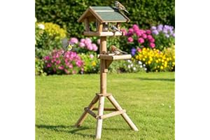 Zooprinz stabiles und wetterfestes stehendes Vogelhaus für Wildvögel – Einfacher und schneller Aufbau – Aus nachhaltig angebautem Holz – EIN schönes Zuhause für Vögel (Mit Ablage)