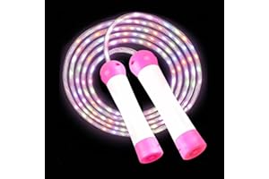 Victob Led Jump Rope for Kids - Glowing Jump Ropes Flashing Colorful Exercise Skipping Rope Light Up Luminous Adjustable Skipping Ropes for Girls Boys Women Fitness Weight Loss and Workout