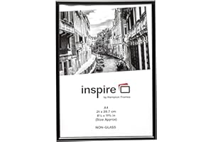 Hampton Frames BACKLOADER A4 (21x30cm) Black Foil Wrapped Extruded Plastic Photo Picture Poster Frame A4MARBLKNGX