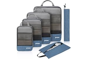 Prezon Kompresyjne kostki do pakowania, zestaw organizerów bagażowych, rozszerzane, w podróż, do przechowywania w domu, z torbą na buty i pranie