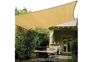HAIKUS Tenda a Vela Rettangolare 3x5 m, HDPE Traspirante, Vela Telo Ombreggiante 5x3 m, Tenda da Sole per Esterno, Giardino, Terrazzo, Sabbia