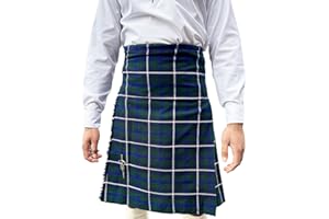 BRAW CLANS TARTANS Deluxe-Kilt für Herren, 4,5 m, verschiedene Karomuster, Taillengröße 76,2–116,8 cm, schottische Anlässe wie Junggesellenabschiede, formelle Veranstaltungen, Polyester und Baumwolle,