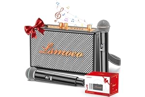 CARUDI Karaoke Machine for Adults,2 Wireless Microphones for Karaoke Speaker, Portable Microphone and Speaker Support Four-Channel Microphone Expansion for Home Party,Picnic,Car,Indoor/Vintage Gifts