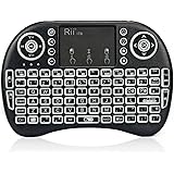 Rii i8S+ Mini Keyboard 2.4GHz Wireless Keyboard with touchpad Backlit, Rechargeable Keyboard Multi-Media Portable for Android