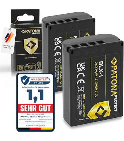 Batterie Compatible Olympus BLX-1 (2600 MAh) + Chargeur Double – Pour OM-1, OM-1 Mark II, OM-3 – Recharge USB-C