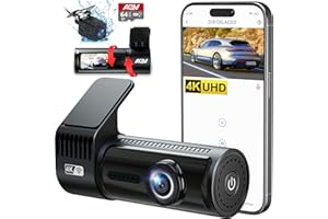 AQV Dash Cam Auto Doppia 4K+1080P con WiFi Telecamera per Auto con Scheda SD da 64 GB,Registrazione Loop,G-Sensor,Super Visione Notturna,Grandangolo 170°+140°,Super Condensatore,Monitor di Parcheggio
