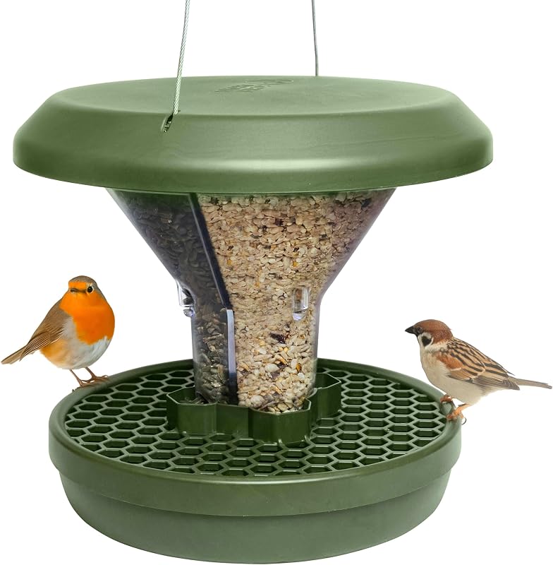 Bird Feeders Hanging Station - Davos - Smart Bird Feeder - No Mess Bird Seed - Seed Tray - Gardening Gifts - Bird Watching Gifts - Bird Table - Robin Food - Blackbird