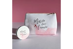 TE WHAKA Pochette + Miroir Mariée dans l'année | Future mariée - Cadeau EVJF - Cadeau Mariage - Accessoire Mariage | Team de la mariée - Miroir de Poche