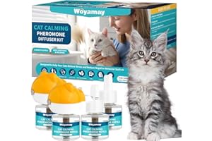 Woyamay Difusor de Feromonas para Gatos y Recambios, Calmante Gatos y Tranquilizantepara Gatos con 2 Difusor + 4 Recambios de 48 ml, Relajante para Gatos hasta 120 Dias