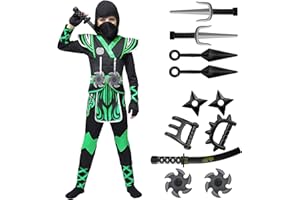 Spooktacular Creations Zielony kostium ninja dla chłopców, kostium wojownika ninja, kostium karnawałowy, imprezy tematyczne, Halloween, do odgrywania ról ninja